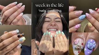 week as a nail tech 💅 *gardening, cleaning, cooking