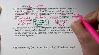Function notation - word problems