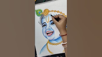 Cute little krishna drawing 😍 #shorts #viral #art #drawing #krishna #cute #colourpencildrawing