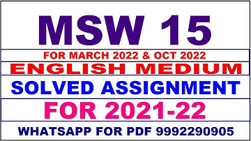 MSW 15 Solved Assignment 2021-22 in ENGLISH,  Whatsapp For Pdf  9992290905.