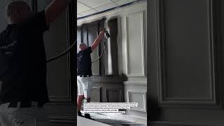 Flawless Wall Panel Spray Finishing in Action! #PaintPro #WallDesign #InteriorFinish