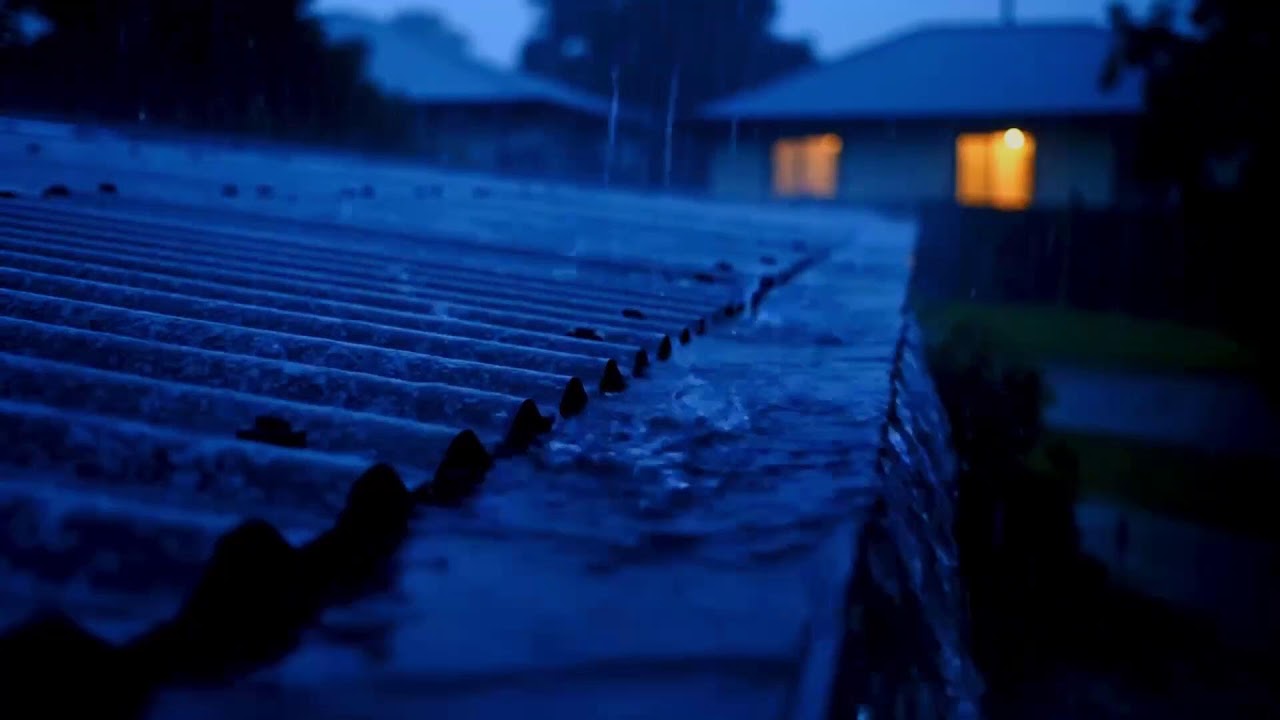 Dreamlike Night Rain ASMR, Gentle Midnight Drops Flowing Softly Over Tin Roofs Serenity 086