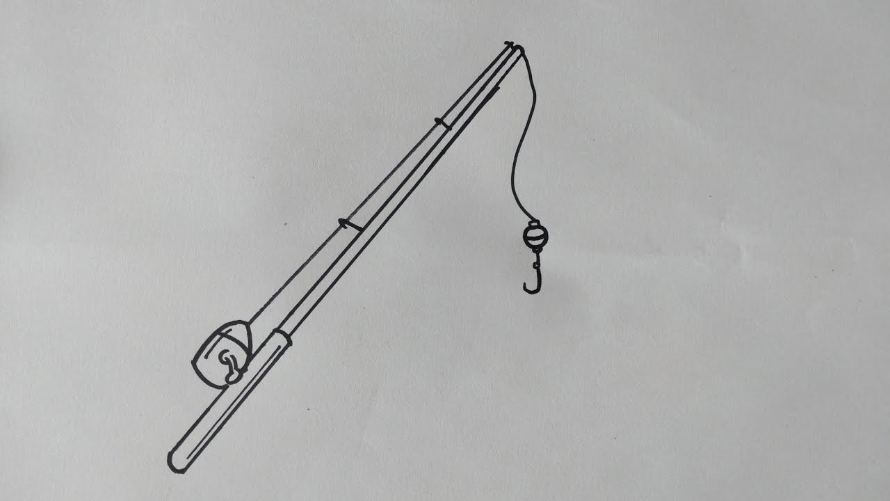 How to draw fishing rod - YouTube