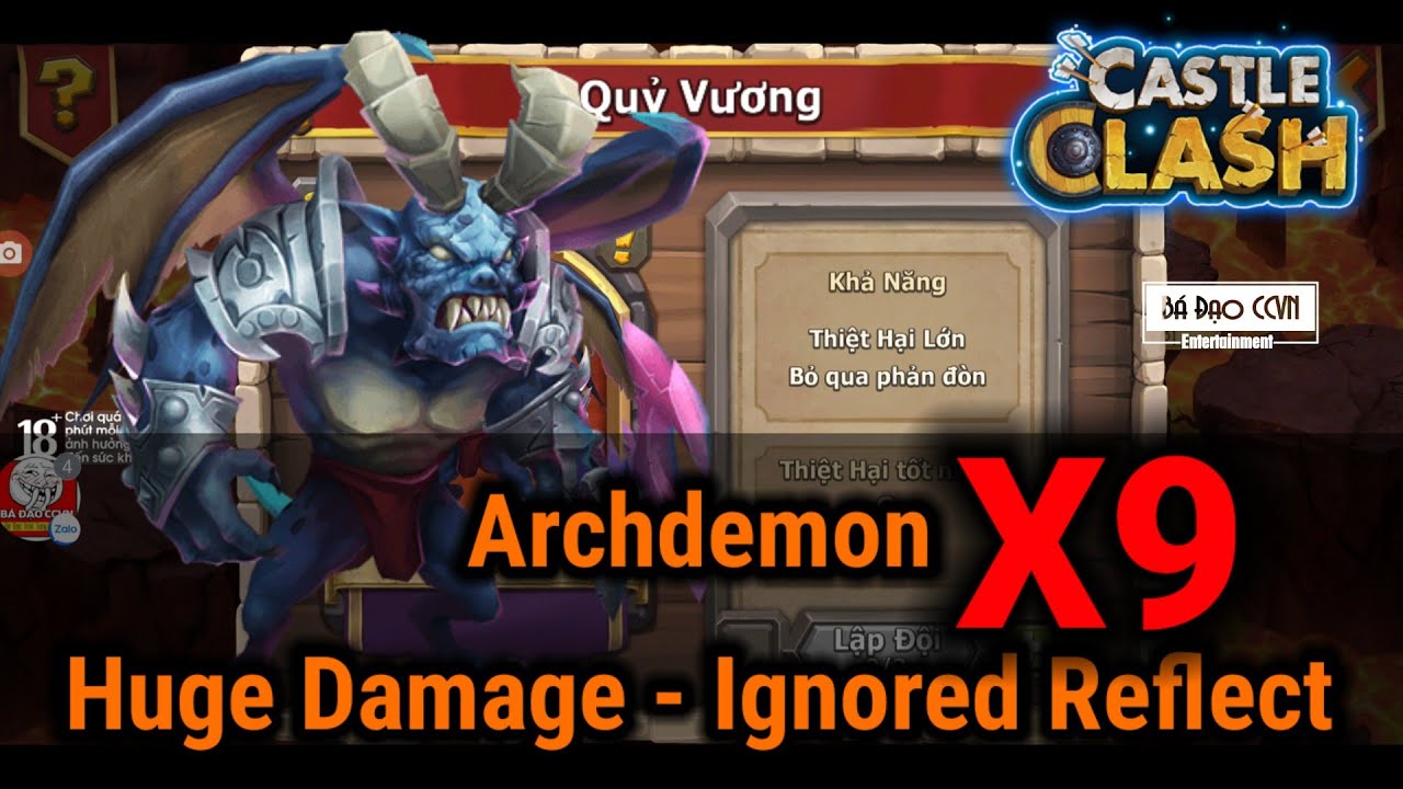 Castle Clash | Setup X9 Archdemon Huge Damage Ignores Reflect - Boss Thiệt Hại Lớn, Bỏ Qua Phản Đòn