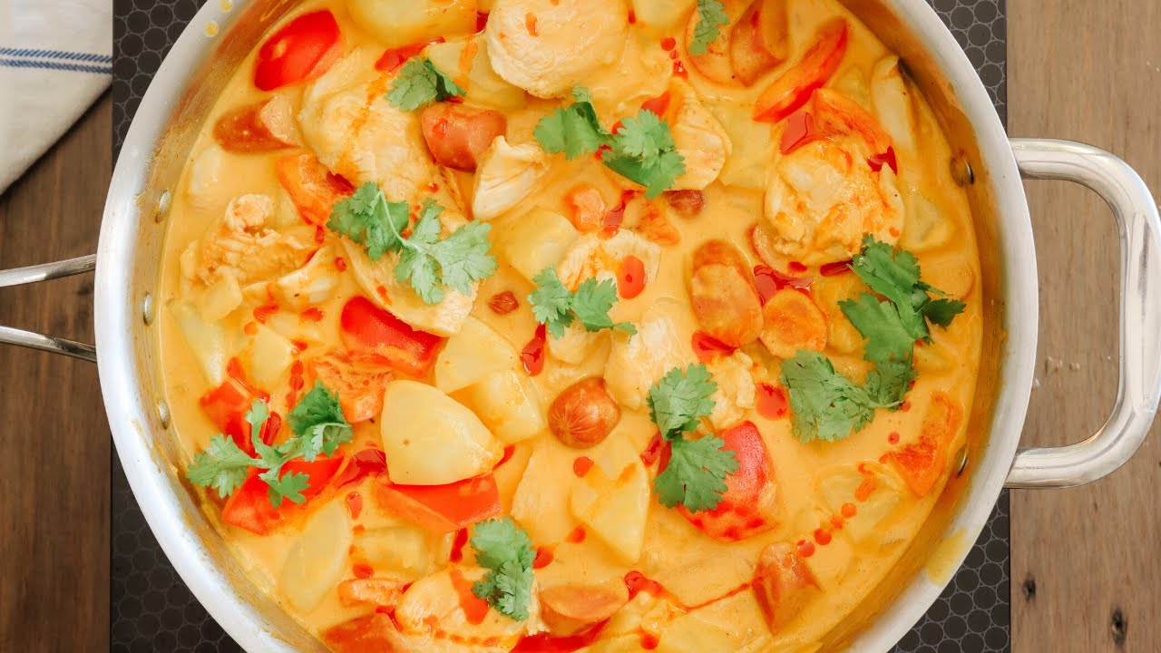 How to make Quick & Easy Chicken Caldereta w/ Coconut milk - YouTube