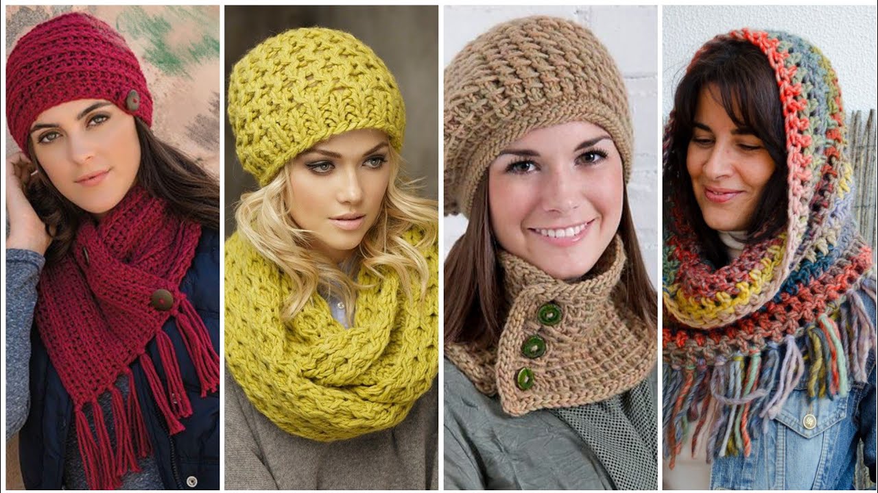 Most Stylish Crochet beanie hat with Matching Neckwarmer/Latest Fashion Women Hat/Scarf combo