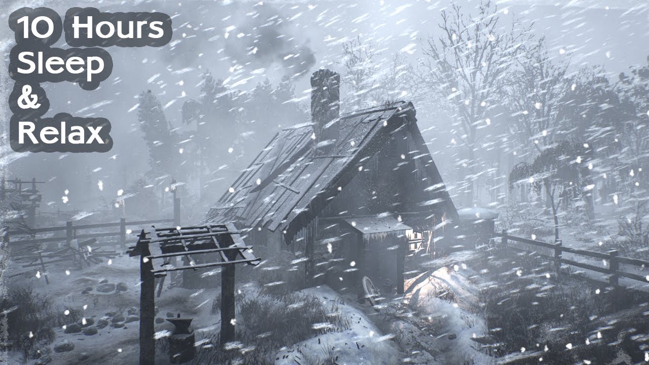 Living in a mysterious cozy hut during a grand snow storm. Winter in ...
