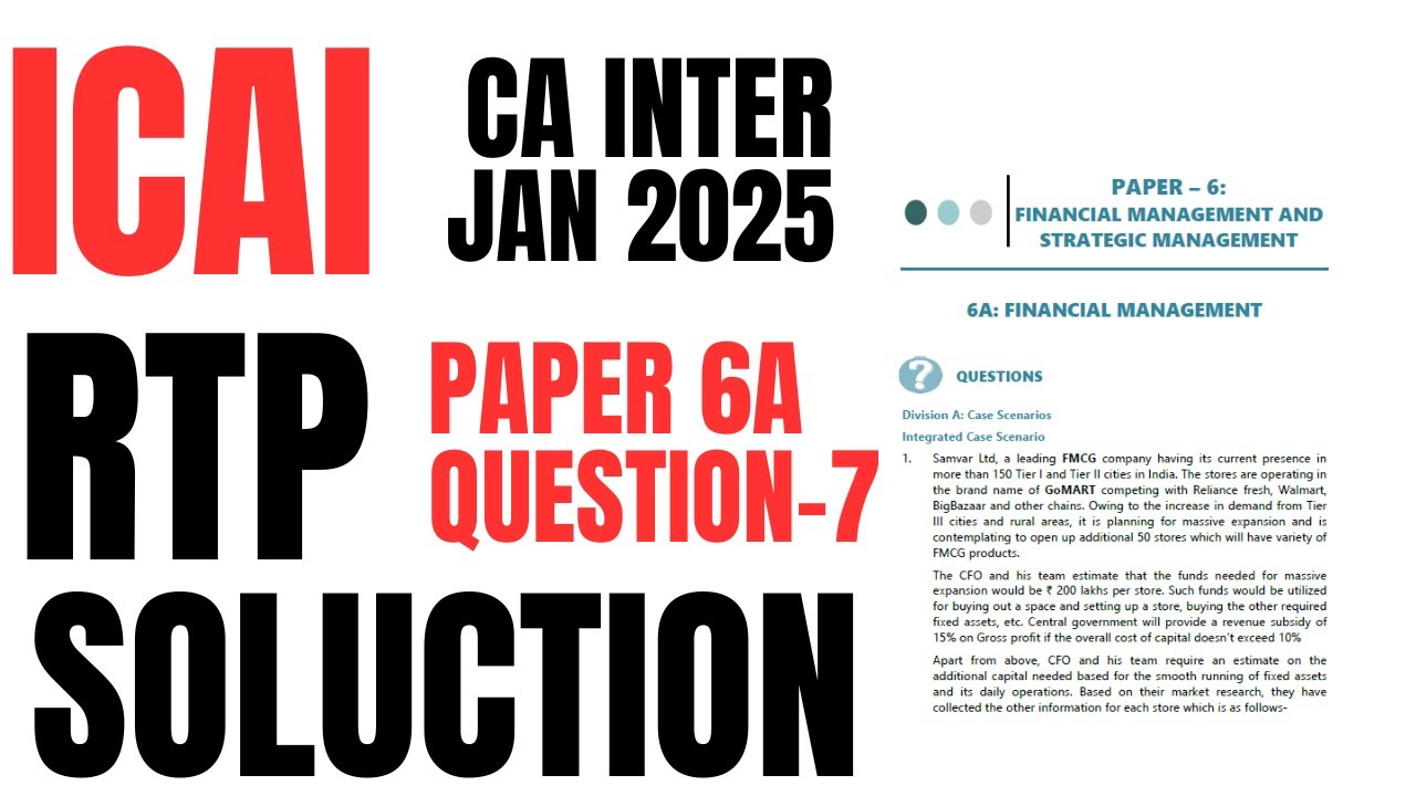 ICAI CA INTER JAN 2025 RTP PAPER 6A QUESTION 7 SOLUCTION YouTube Icai ca inter jan 2025 rtp paper 6a question 7 soluction youtube