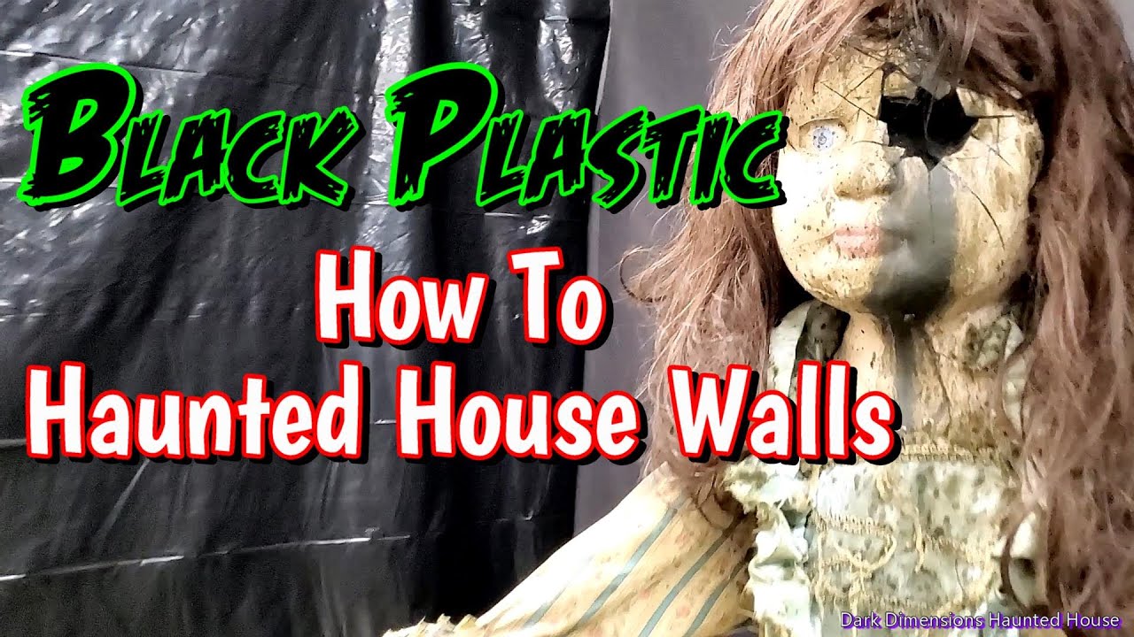 Easy Cheap "How to Hang Black Plastic" for Haunted House Walls to Recessed Ceiling DIY Haunt