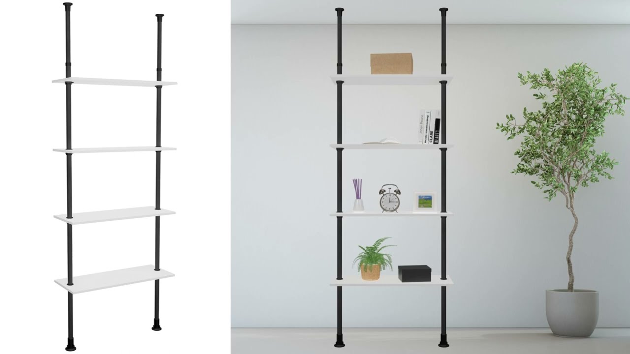 Teleskopregal Wandregal Klemmregal Regal ohne Bohren Küche Bad Nische Ecke - 4 Ablageböden 80x30