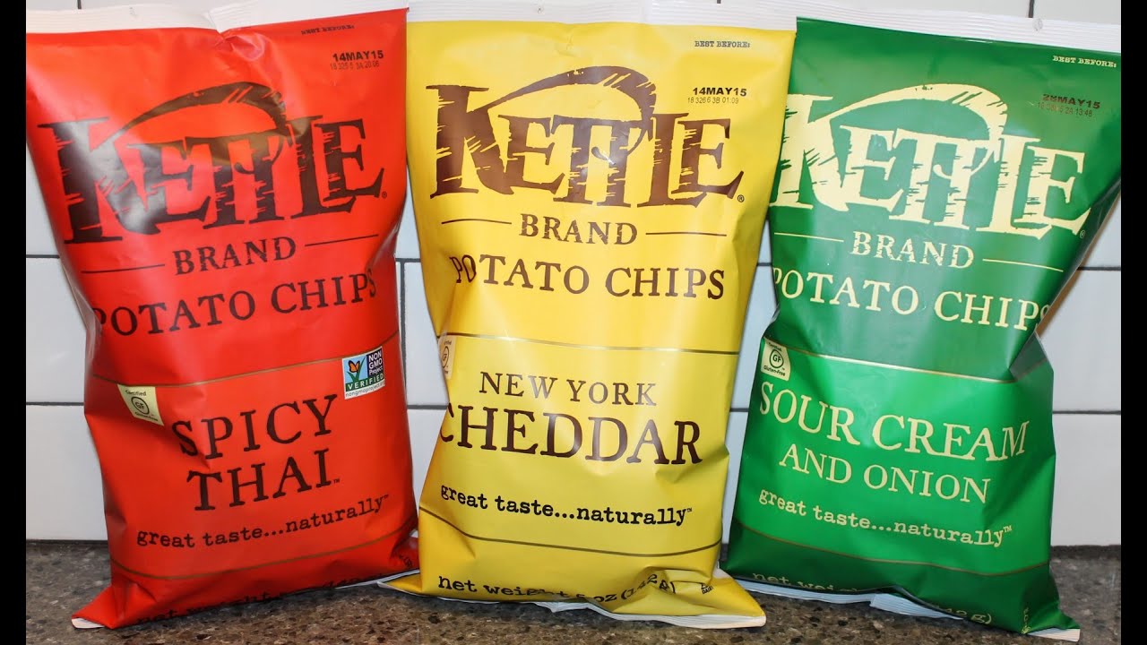 Kettle Brand Spicy Thai, New York Cheddar and Sour Cream & Onion