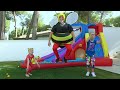 Clap your hands and jump on trampoline with Alice and Eva and song for kids