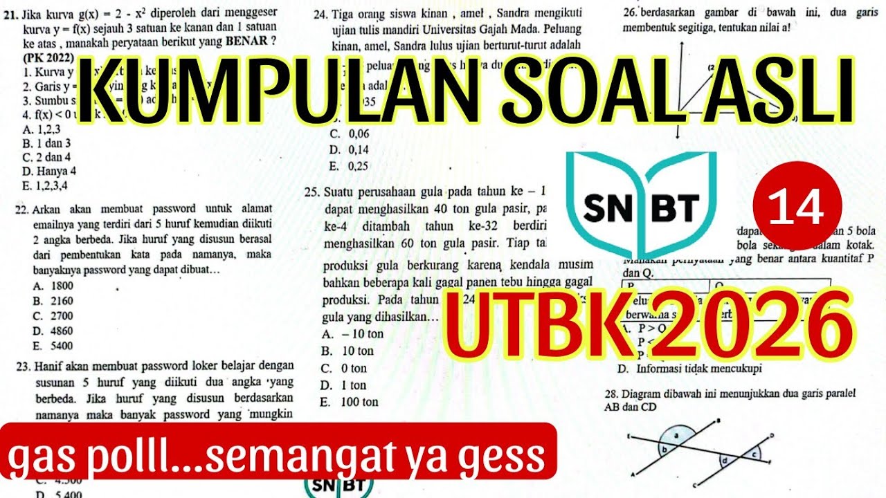 (14) SOAL ASLI UTBK (PK) Pengetahuan Kuantitatif - Siap UTBK 2026 #drillingsoal