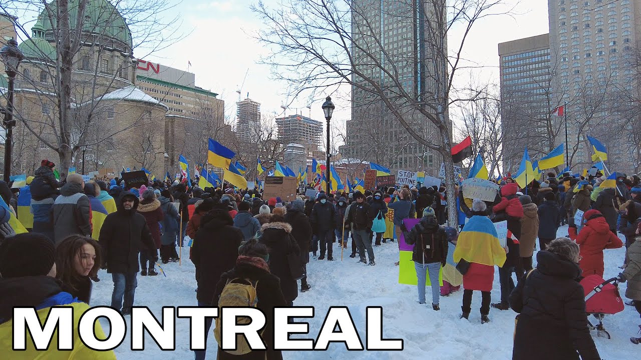 Walking to Ukrainian Protest in Downtown Montreal