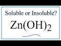 Zinc Hydroxide Solubility Concepts