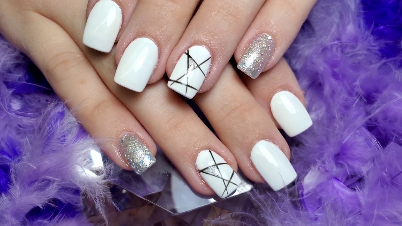 2020 Nail Fashion 💅 || White Shellac and Back Lines.