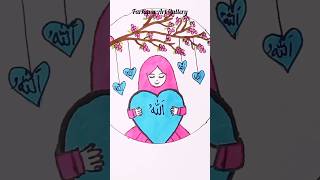 Cute girl drawing wearing hijab #shorts #viral #arabic