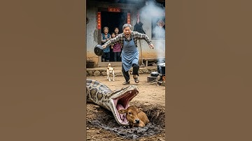 Chinese Grandpa Takes On Giant Snake With a Cooking Pan!