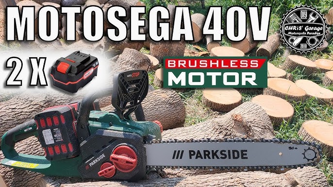 Motosega Lidl PARKSIDE 40V PKSA 40-LI B2 + 2 batterie da 4ah, funziona?  recensione e test su ceppi 