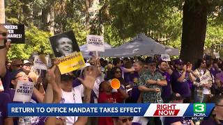 California state workers union protests return-to-office mandate amid contract negotiations