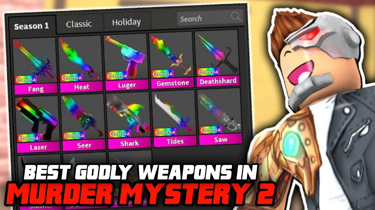 TOP 5 GODLY WEAPONS IN ROBLOX MURDER MYSTERY 2! - YouTube