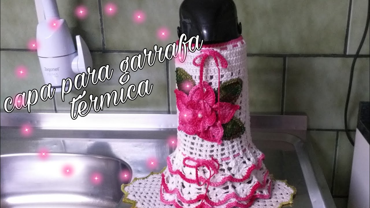 Capa para garrafa térmica em crochê