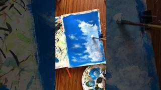✍️Cloudscape with Airplane Acrylic Painting🎨 |day-59| #art #painting #acrylic
