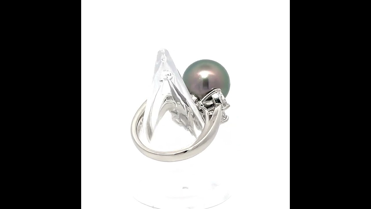 ミキモト 黒蝶真珠(南洋真珠) リング ダイヤモンド Pt950 MIKIMOTO 