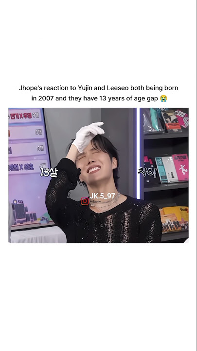 Jhope's reaction to Yujin and Leeseo both have 13 years of age gap with him😭😭 #jhope #btsarmy