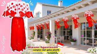 August 17th Lantern from Plastic Bags and Plastic Cups / Red and White Recycled Material Decorations