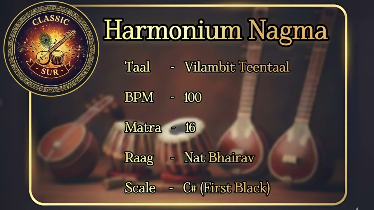 Vilambit Teental Lehra | 16 Beats | Scale C# | 100 BPM | Classic Sur | Raag Nat Bhairav