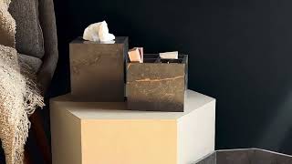 Elegant Marble Texture Square Tissue Box