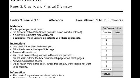 AQA AS LEVEL CHEMISTRY 2017 PAPER 2 WALKTHROUGH ONLY INCLUDING SECTION A