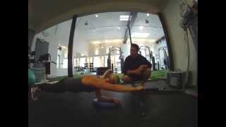 Front Plank (on elbow) with Cable Resisted Lat Pulldown