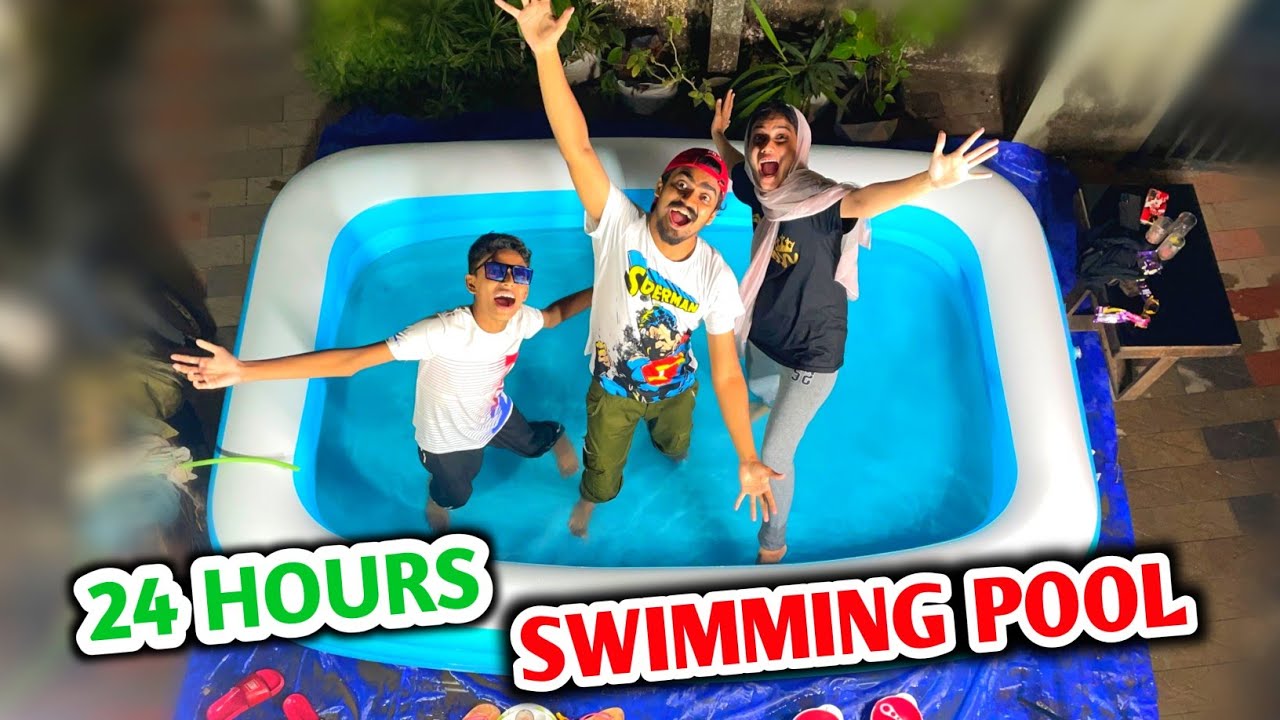 Living in swimming pool for 24 hours 🤣 | വെള്ളംകളി പൊളിച്ചു !! ഞങ്ങൾ ഇനി കരയിലേക്ക് ഇല്ല 🤩🤩