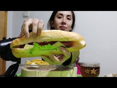 MUKBANG კარფურის სენდვიჩი სალიამით და კარტოფილი ფრი