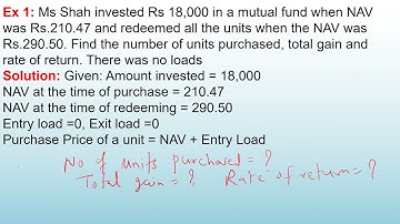 FYBCOM: Maths: Mutual Funds/Problems on net gain & rate of return/Dividend