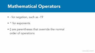 05 Overview of arithmetic, comparison, and logical operators