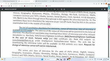 KVS Recruitment Final Result Out 2023 | TGT | PGT | All Posts | Cutoff