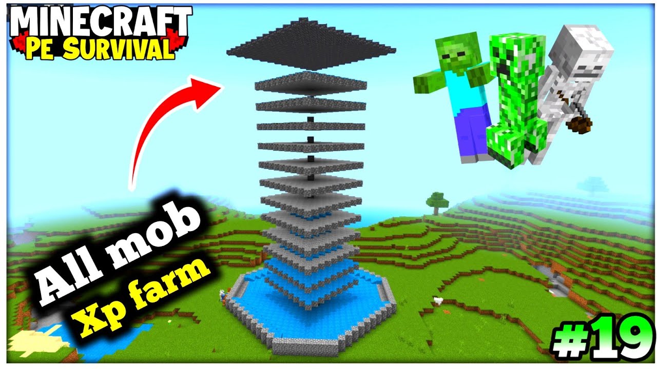 I made all mob xp farm in minecraft pe survival series||minecraft pe ...