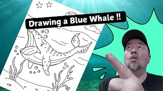 Drawing a Blue Whale | Ocean Critters Coloring Book Art
