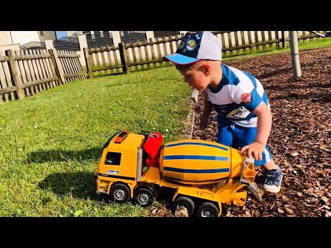 Toy Cement Mixer ride in the Playground | Toddler Fun Play