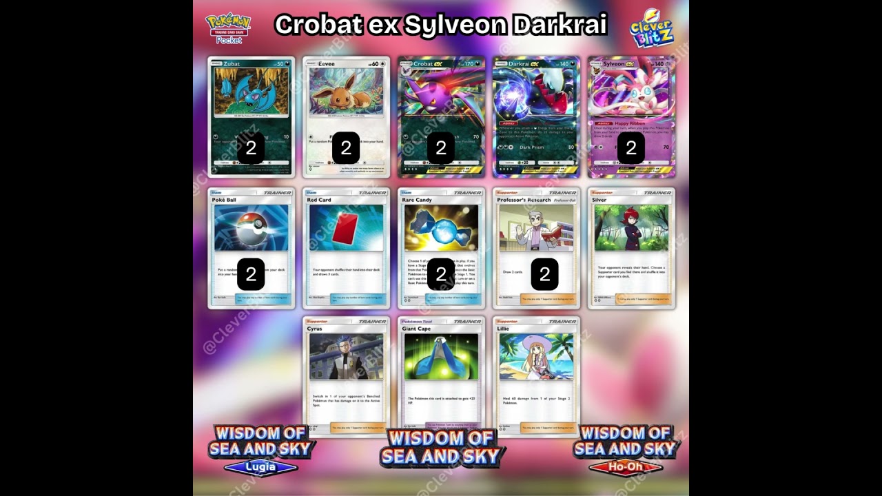 🦇✨Crobat EX Sylveon Darkrai – Wisdom of Sea and Sky!💜 