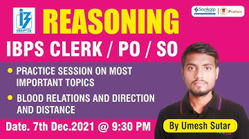 IBPS CLERK / PO / SO 2021 II Blood Relations & Directions and distances II Umesh Sutar