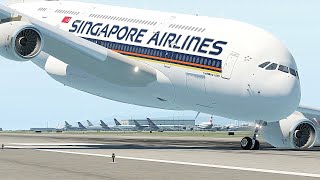 Airbus A380 Singapore Airlines Emergency Landing With Nose Gear Wheel At Kansai Int. Airport [Xp 11]