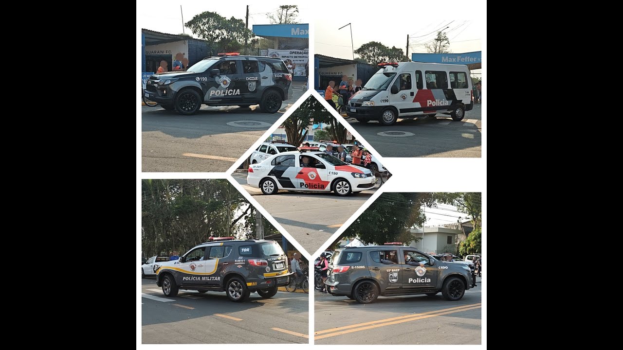 Saída de viaturas da Polícia Militar Força Tática CAEP BAEP Operação Impacto Metropolitana Integrada