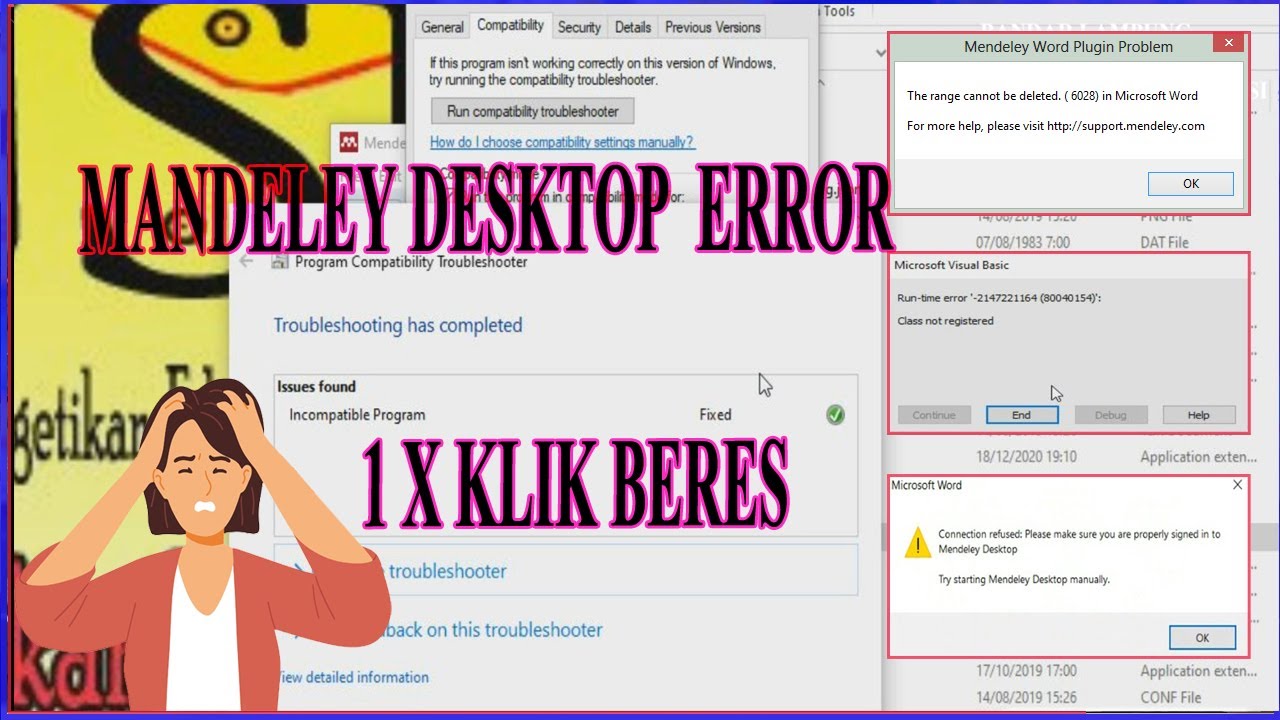 Mengatasi Mendeley Desktop Error Class Not Registered | 1 Cara Ampuh Agar Mendeley Berfungsi Kembali
