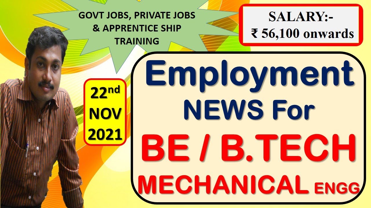 Mechanical engineering jobs 22.11.2021 Employment news for
