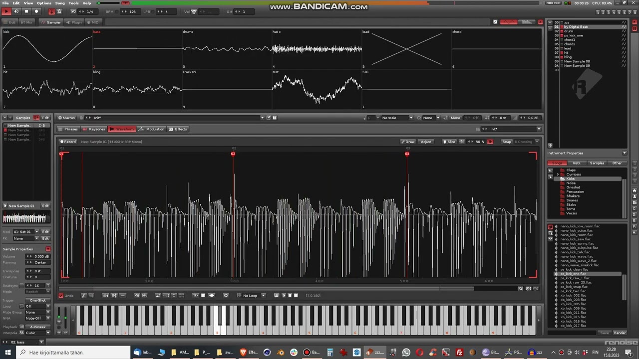 ZZZ Song (most 8 bit samples) in progress in Renoise