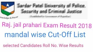 Raj. Jail Prahari Exam 2018 Result Jari